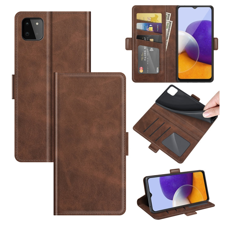 Per Samsung Galaxy A22 5G Custodia in pelle a vibrazione orizzontale con fibbia magnetica a doppio lato con supporto e slot per carte e portafoglio