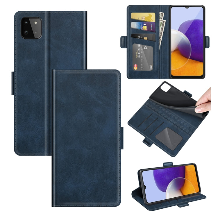 Per Samsung Galaxy A22 5G Custodia in pelle a vibrazione orizzontale con fibbia magnetica a doppio lato con supporto e slot per carte e portafoglio
