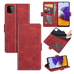 Per Samsung Galaxy A22 5G Custodia in pelle a vibrazione orizzontale con fibbia magnetica a doppio lato con supporto e slot per carte e portafoglio