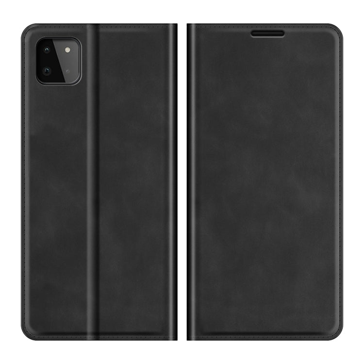 Per Samsung Galaxy A22 5G Custodia in pelle con ventosa magnetica da lavoro retro-pelle con supporto e slot per carte e portafoglio, For Glaxy A22 5G