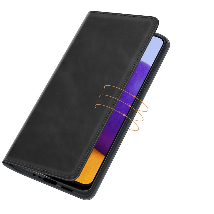 Per Samsung Galaxy A22 5G Custodia in pelle con ventosa magnetica da lavoro retro-pelle con supporto e slot per carte e portafoglio, For Glaxy A22 5G