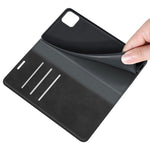Per Samsung Galaxy A22 5G Custodia in pelle con ventosa magnetica da lavoro retro-pelle con supporto e slot per carte e portafoglio, For Glaxy A22 5G