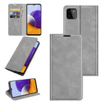 Per Samsung Galaxy A22 5G Custodia in pelle con ventosa magnetica da lavoro retro-pelle con supporto e slot per carte e portafoglio, For Glaxy A22 5G