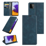 Per Samsung Galaxy A22 5G Custodia in pelle con ventosa magnetica da lavoro retro-pelle con supporto e slot per carte e portafoglio, For Glaxy A22 5G