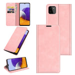 Per Samsung Galaxy A22 5G Custodia in pelle con ventosa magnetica da lavoro retro-pelle con supporto e slot per carte e portafoglio, For Glaxy A22 5G