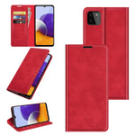 Per Samsung Galaxy A22 5G Custodia in pelle con ventosa magnetica da lavoro retro-pelle con supporto e slot per carte e portafoglio, For Glaxy A22 5G