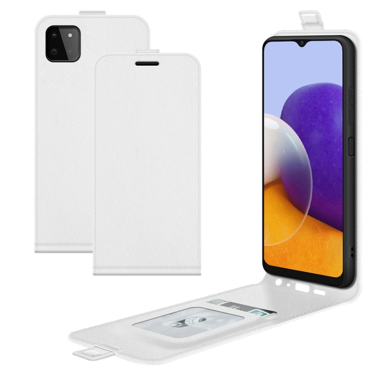 Per Samsung Galaxy A22 5G R64 Texture Custodia protettiva in pelle a vibrazione verticale singola con slot per schede e cornice per foto, For Galaxy A22 5G