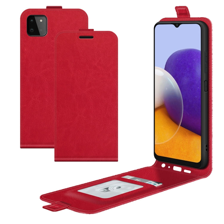 Per Samsung Galaxy A22 5G R64 Texture Custodia protettiva in pelle a vibrazione verticale singola con slot per schede e cornice per foto, For Galaxy A22 5G
