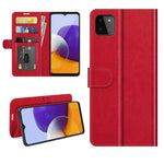 Per Samsung Galaxy A22 5G R64 Texture Custodia protettiva a vibrazione orizzontale singola con supporto e slot per schede e portafogli e cornice per foto, For Samsung Glaxy A22 5G