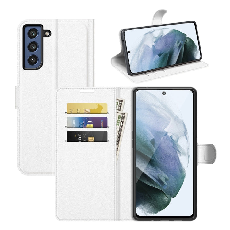 Per Galaxy S21 FE Litchi Texture Custodia protettiva a vibrazione orizzontale con supporto, slot per schede e portafoglio, For Galaxy S21 FE
