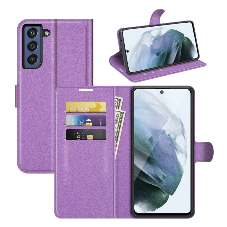 Per Galaxy S21 FE Litchi Texture Custodia protettiva a vibrazione orizzontale con supporto, slot per schede e portafoglio, For Galaxy S21 FE