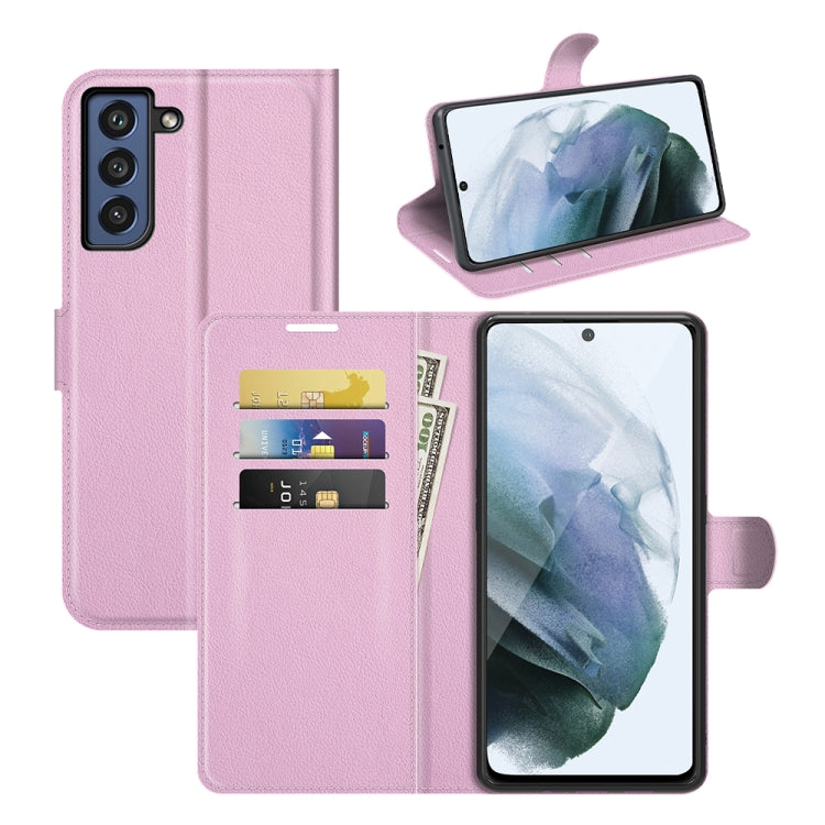 Per Galaxy S21 FE Litchi Texture Custodia protettiva a vibrazione orizzontale con supporto, slot per schede e portafoglio, For Galaxy S21 FE