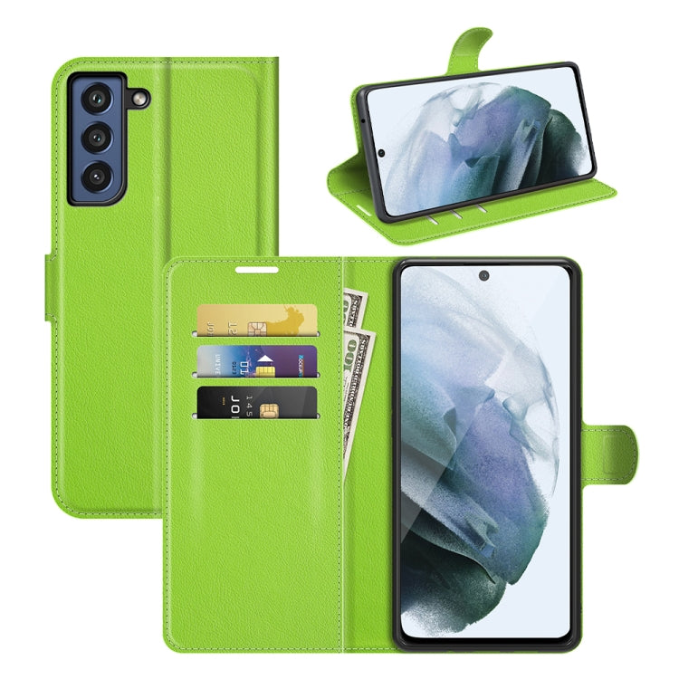 Per Galaxy S21 FE Litchi Texture Custodia protettiva a vibrazione orizzontale con supporto, slot per schede e portafoglio, For Galaxy S21 FE