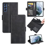 Per Samsung Galaxy S21 FE Custodia in pelle a vibrazione orizzontale con fibbia magnetica a doppio lato con supporto, slot per carte e portafoglio