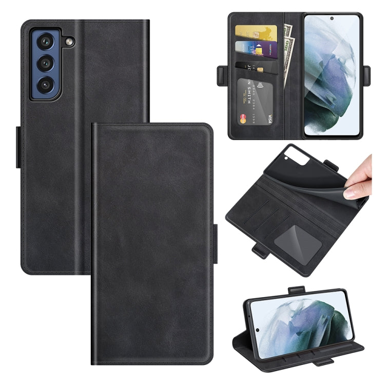 Per Samsung Galaxy S21 FE Custodia in pelle a vibrazione orizzontale con fibbia magnetica a doppio lato con supporto, slot per carte e portafoglio