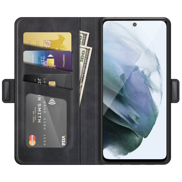 Per Samsung Galaxy S21 FE Custodia in pelle a vibrazione orizzontale con fibbia magnetica a doppio lato con supporto, slot per carte e portafoglio