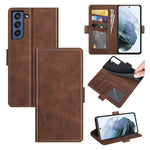 Per Samsung Galaxy S21 FE Custodia in pelle a vibrazione orizzontale con fibbia magnetica a doppio lato con supporto, slot per carte e portafoglio