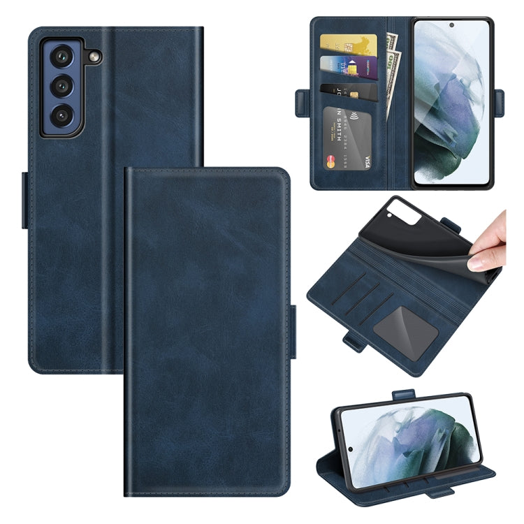 Per Samsung Galaxy S21 FE Custodia in pelle a vibrazione orizzontale con fibbia magnetica a doppio lato con supporto, slot per carte e portafoglio
