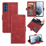 Per Samsung Galaxy S21 FE Custodia in pelle a vibrazione orizzontale con fibbia magnetica a doppio lato con supporto, slot per carte e portafoglio