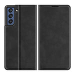 Per Samsung Galaxy S21 FE Custodia in pelle con ventosa magnetica da lavoro retro-pelle con supporto, slot per carte e portafoglio, For Samsung Galaxy S21 FE