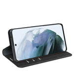 Per Samsung Galaxy S21 FE Custodia in pelle con ventosa magnetica da lavoro retro-pelle con supporto, slot per carte e portafoglio, For Samsung Galaxy S21 FE