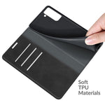 Per Samsung Galaxy S21 FE Custodia in pelle con ventosa magnetica da lavoro retro-pelle con supporto, slot per carte e portafoglio, For Samsung Galaxy S21 FE