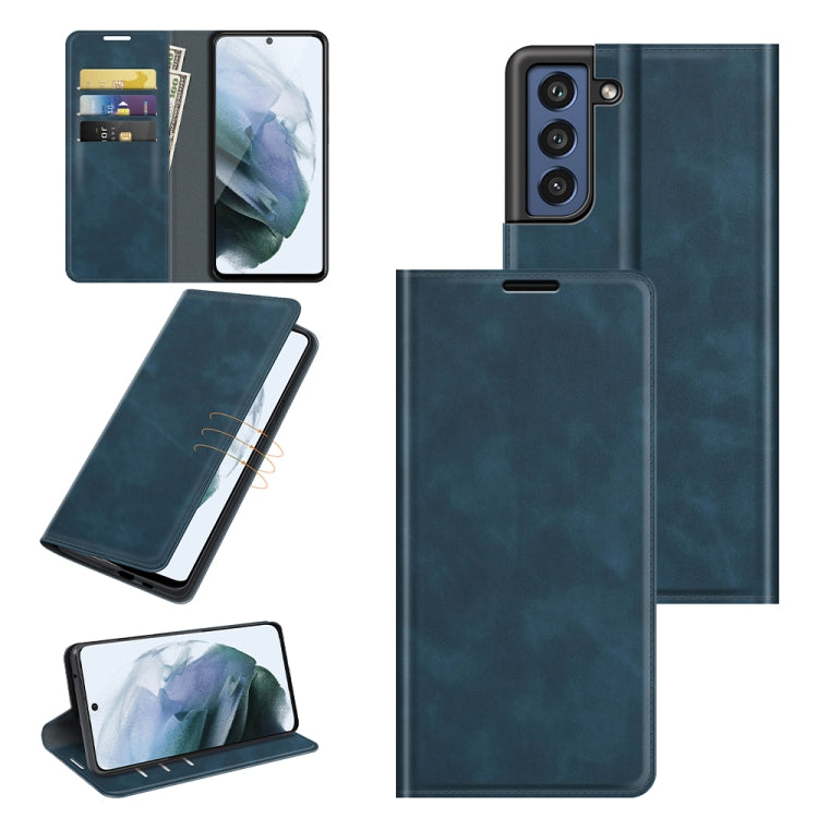 Per Samsung Galaxy S21 FE Custodia in pelle con ventosa magnetica da lavoro retro-pelle con supporto, slot per carte e portafoglio, For Samsung Galaxy S21 FE