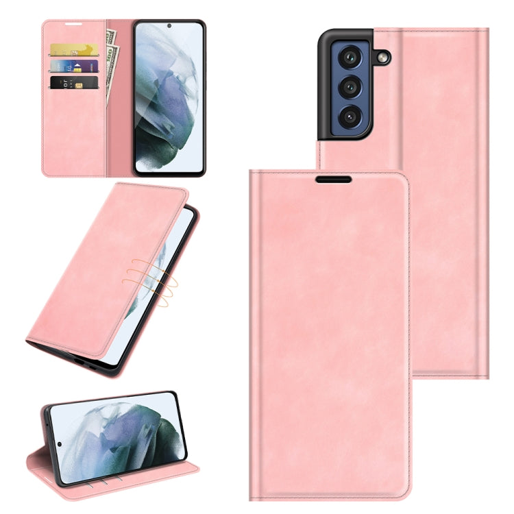 Per Samsung Galaxy S21 FE Custodia in pelle con ventosa magnetica da lavoro retro-pelle con supporto, slot per carte e portafoglio, For Samsung Galaxy S21 FE