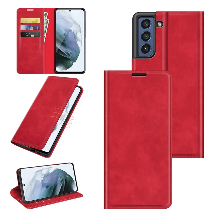 Per Samsung Galaxy S21 FE Custodia in pelle con ventosa magnetica da lavoro retro-pelle con supporto, slot per carte e portafoglio, For Samsung Galaxy S21 FE