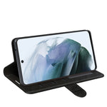 Per Samsung Galaxy S21 FE R64 Texture Custodia protettiva a vibrazione orizzontale singola con supporto e slot per schede e portafoglio e cornice per foto, For Samsung Galaxy S21 FE