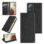 Per Samsung Glaxy A22 4G Retro-skin Business Custodia in pelle con ventosa magnetica con supporto e slot per schede e portafoglio, For Glaxy A22 4G