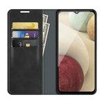 Per Samsung Glaxy A22 4G Retro-skin Business Custodia in pelle con ventosa magnetica con supporto e slot per schede e portafoglio, For Glaxy A22 4G