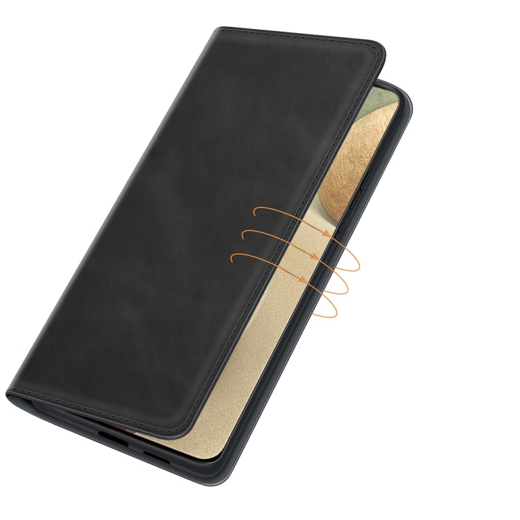 Per Samsung Glaxy A22 4G Retro-skin Business Custodia in pelle con ventosa magnetica con supporto e slot per schede e portafoglio, For Glaxy A22 4G