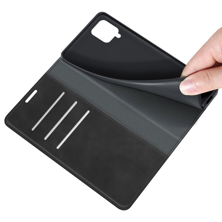 Per Samsung Glaxy A22 4G Retro-skin Business Custodia in pelle con ventosa magnetica con supporto e slot per schede e portafoglio, For Glaxy A22 4G