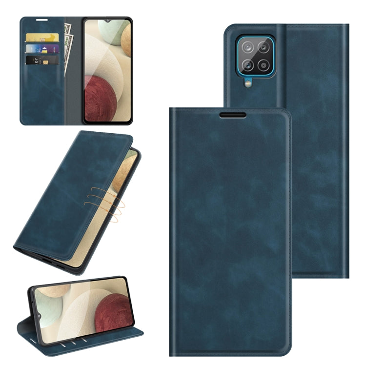 Per Samsung Glaxy A22 4G Retro-skin Business Custodia in pelle con ventosa magnetica con supporto e slot per schede e portafoglio, For Glaxy A22 4G