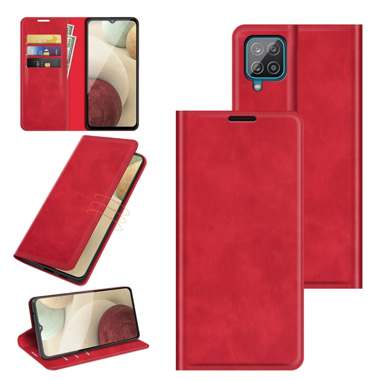 Per Samsung Glaxy A22 4G Retro-skin Business Custodia in pelle con ventosa magnetica con supporto e slot per schede e portafoglio, For Glaxy A22 4G