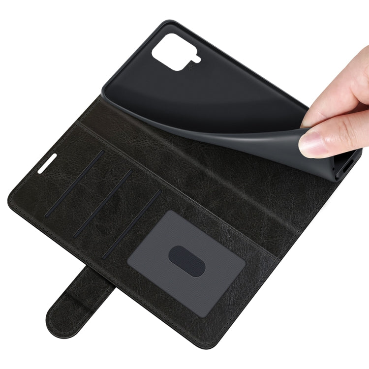 Per Samsung Galaxy A22 4G R64 Texture Custodia protettiva a vibrazione orizzontale singola con supporto e slot per schede e cornice per foto a portafoglio, For Samsung Glaxy A22 4G