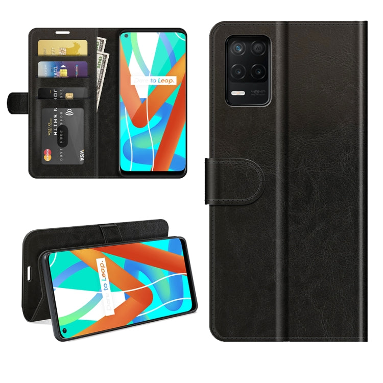 Per OPPO Realme V13 5G / Realme 8 5G / Q3i 5G / Q3 5G R64 Texture Custodia protettiva a vibrazione orizzontale singola con supporto e slot per schede e portafoglio e cornice per foto