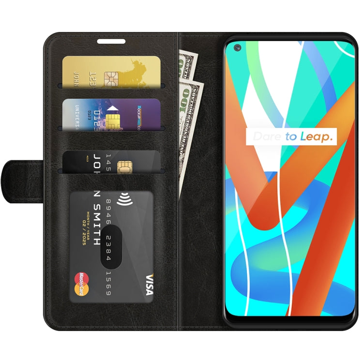 Per OPPO Realme V13 5G / Realme 8 5G / Q3i 5G / Q3 5G R64 Texture Custodia protettiva a vibrazione orizzontale singola con supporto e slot per schede e portafoglio e cornice per foto