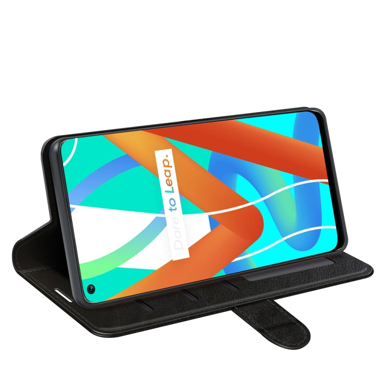 Per OPPO Realme V13 5G / Realme 8 5G / Q3i 5G / Q3 5G R64 Texture Custodia protettiva a vibrazione orizzontale singola con supporto e slot per schede e portafoglio e cornice per foto