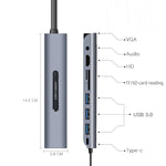 Hub USB-C 9 in 1 con HDMI, VGA, USB 3.0 e lettore schede TF