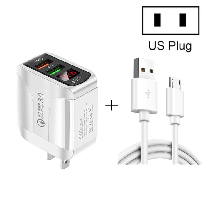 Caricabatterie rapido QC3.0 USB con cavo Micro USB 20W
