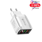F002C QC3.0 USB + USB 2.0 Display digitale a LED Caricatore rapido con cavo dati da USB a micro USB, spina europea, EU Plug +  Micro USB Cable