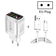 F002C QC3.0 USB + USB 2.0 Display digitale a LED Caricatore rapido con cavo dati da USB a micro USB, spina europea, EU Plug +  Micro USB Cable