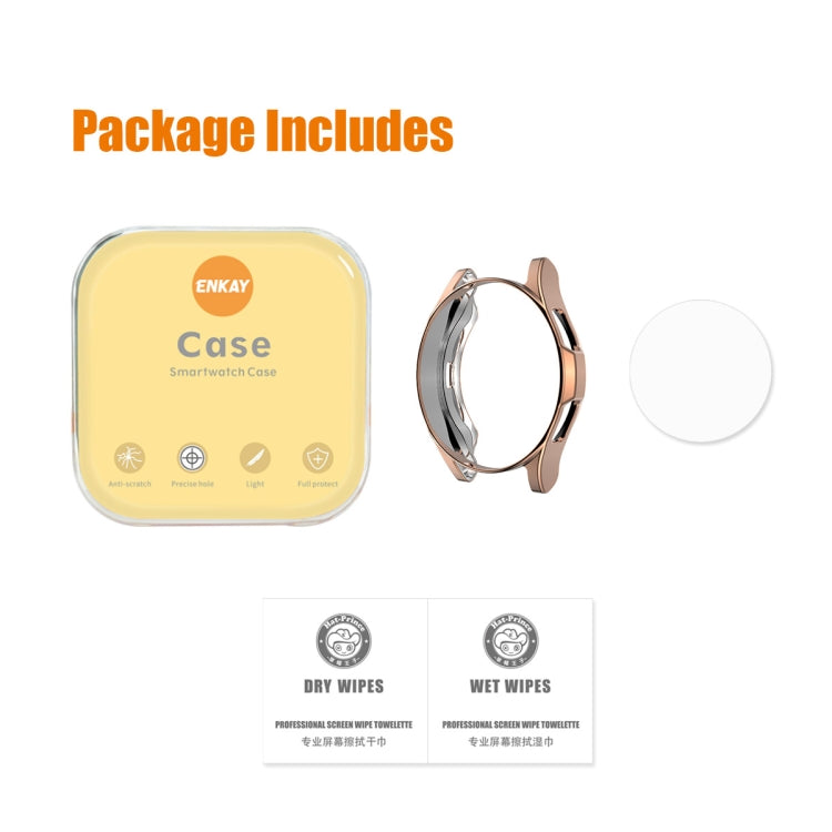 ENKAY Per Samsung Galaxy Watch4 Classic 42mm ENKAY Hat-Prince Copertura completa Placca Custodia morbida TPU HD Cover trasparente + Protezione in vetro temperato, For Samsung Galaxy Watch4 Classic 42mm