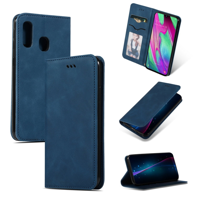 Retro Skin Feel Business Custodia in Pelle Flip Orizzontale Magnetica per Samsung Galaxy A40