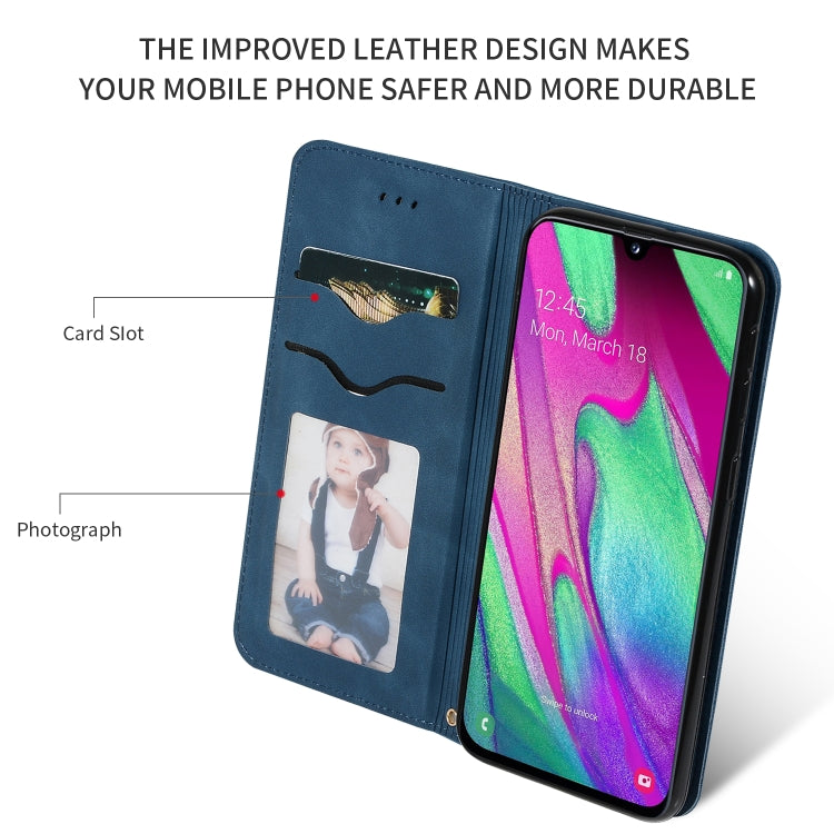 Retro Skin Feel Business Custodia in Pelle Flip Orizzontale Magnetica per Samsung Galaxy A40