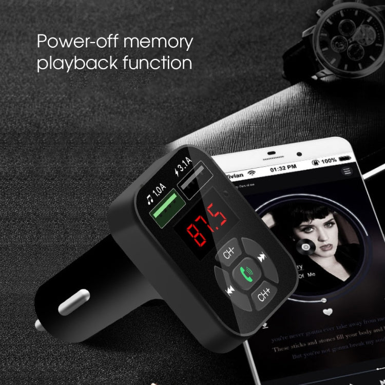 Trasmettitore FM per auto A9 Ricevitore audio wireless vivavoce Lettore MP3 Caricatore rapido doppio USB, A9
