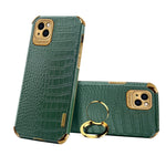Custodia in pelle con motivo coccodrillo in TPU elettrolitico con supporto per anello, For iPhone 13 Pro Max, For iPhone 13 Pro, For iPhone 13, For iPhone 13 mini