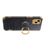 Custodia in pelle con motivo coccodrillo in TPU elettrolitico con supporto per anello, For iPhone 13 Pro Max, For iPhone 13 Pro, For iPhone 13, For iPhone 13 mini